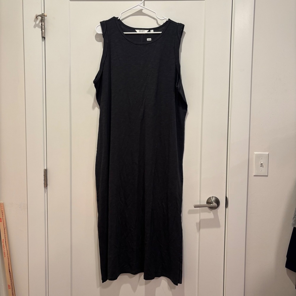 Candace Cameron Bure Black Sleeveless Slub Knit Midi Dress XL